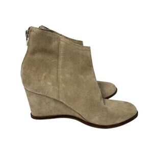 Dolce Vita Beige Stone Ankle Booties Wedge Heel Grasyn Size 7 Boho Chic